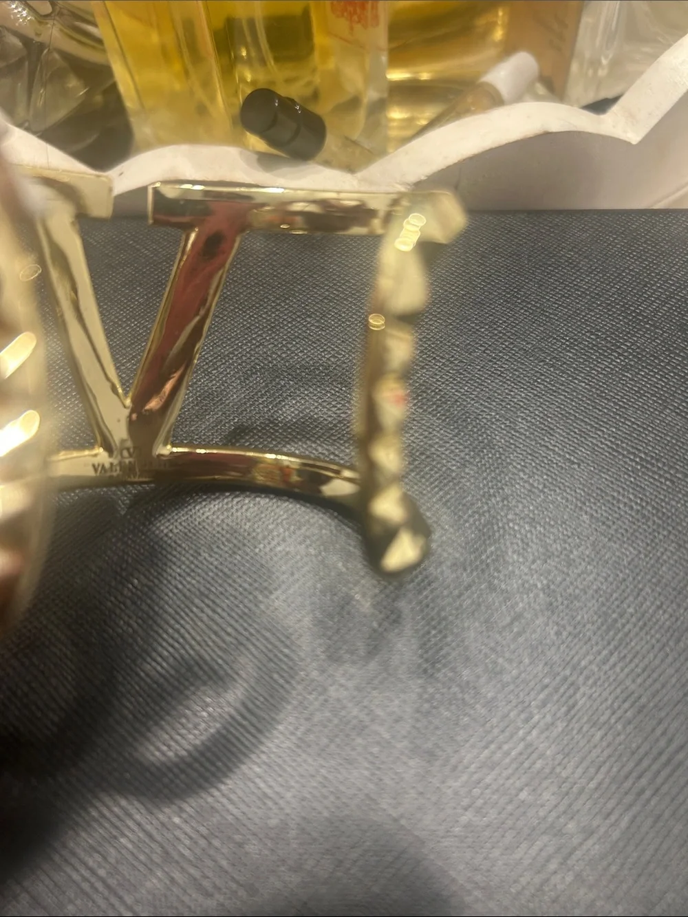 Valentino Gold Studded V-Shaped Cuff Bracelet